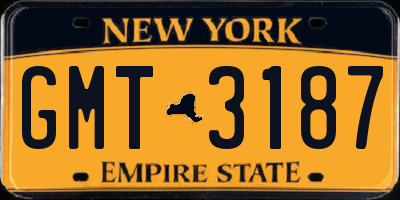 NY license plate GMT3187