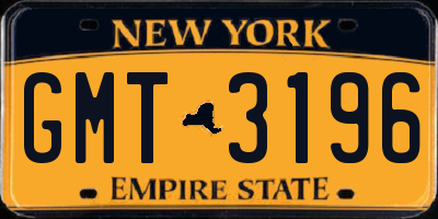 NY license plate GMT3196
