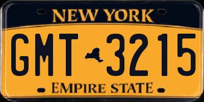 NY license plate GMT3215