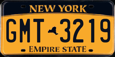 NY license plate GMT3219