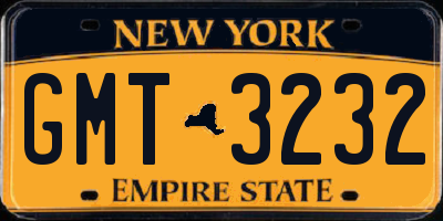 NY license plate GMT3232
