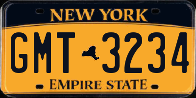 NY license plate GMT3234