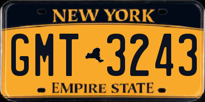 NY license plate GMT3243