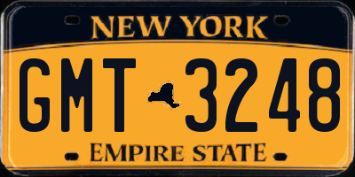 NY license plate GMT3248