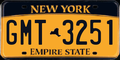 NY license plate GMT3251