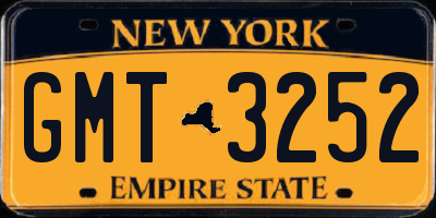NY license plate GMT3252