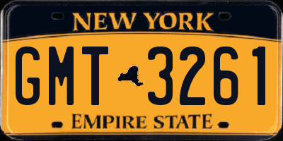 NY license plate GMT3261