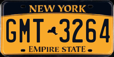 NY license plate GMT3264