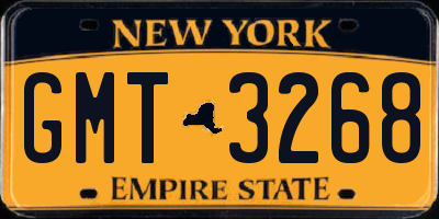 NY license plate GMT3268
