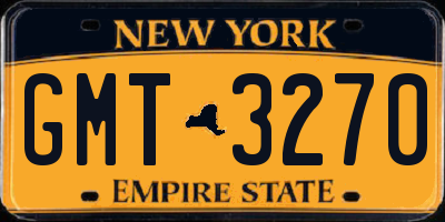 NY license plate GMT3270