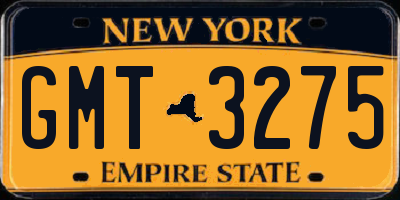 NY license plate GMT3275