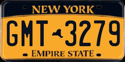 NY license plate GMT3279