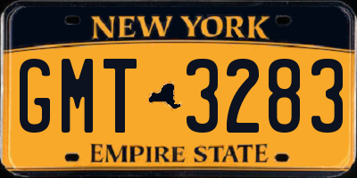 NY license plate GMT3283