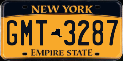 NY license plate GMT3287