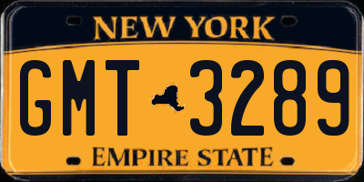 NY license plate GMT3289