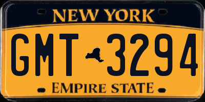 NY license plate GMT3294