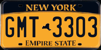 NY license plate GMT3303