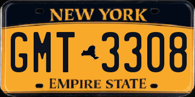 NY license plate GMT3308