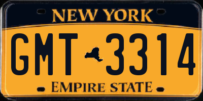 NY license plate GMT3314