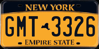 NY license plate GMT3326