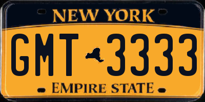 NY license plate GMT3333
