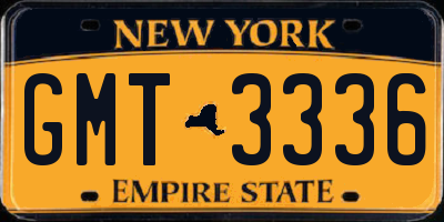 NY license plate GMT3336