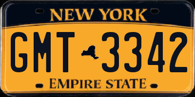 NY license plate GMT3342