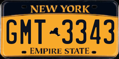 NY license plate GMT3343