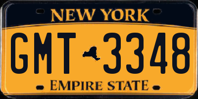 NY license plate GMT3348