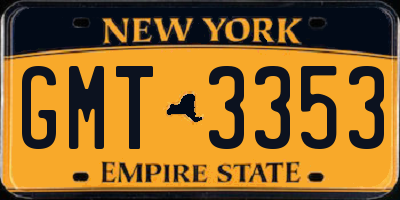NY license plate GMT3353