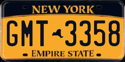 NY license plate GMT3358