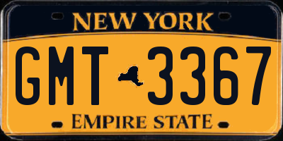 NY license plate GMT3367