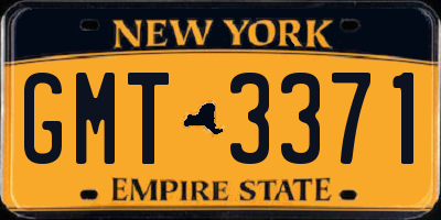 NY license plate GMT3371