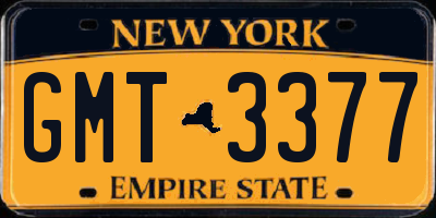 NY license plate GMT3377