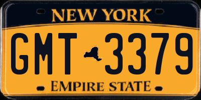 NY license plate GMT3379