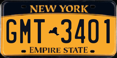NY license plate GMT3401