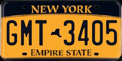 NY license plate GMT3405