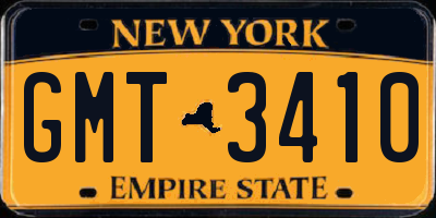 NY license plate GMT3410