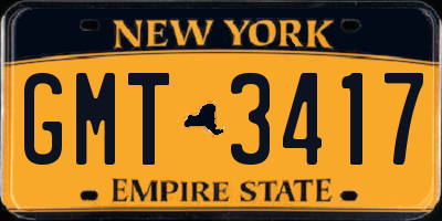 NY license plate GMT3417