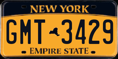 NY license plate GMT3429