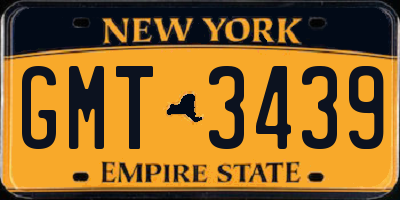 NY license plate GMT3439
