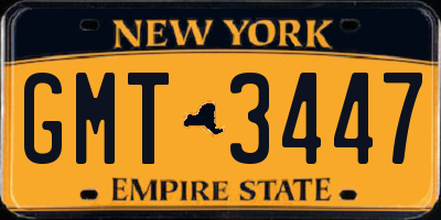 NY license plate GMT3447