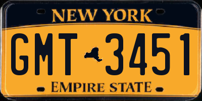 NY license plate GMT3451