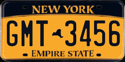 NY license plate GMT3456