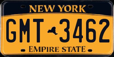 NY license plate GMT3462