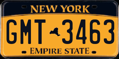 NY license plate GMT3463