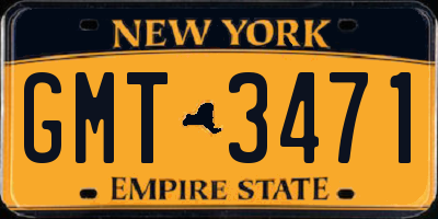 NY license plate GMT3471