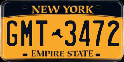 NY license plate GMT3472