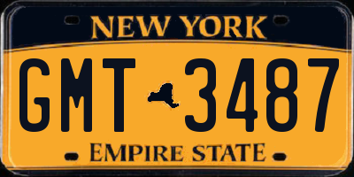 NY license plate GMT3487