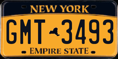NY license plate GMT3493